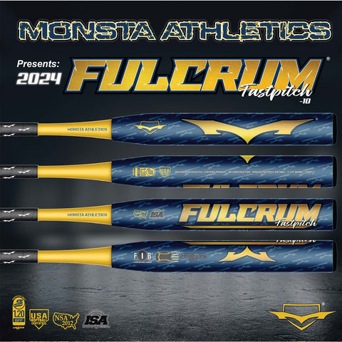 Monsta Athletics Blue and Gold 2024 Fulcrum USA ASA USSSA NSA Fastpitch Softball Bat