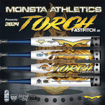 Monsta Athletics White and Blue with Orange Flames 2024 Torch USA ASA USSSA Fastpitch Softball Bat